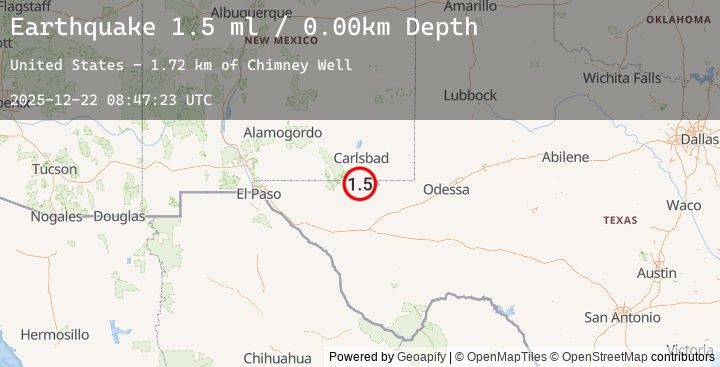 Map of 27 km SSE of Whites City, New Mexico