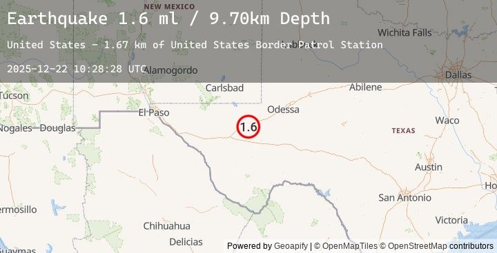 Map of 5 km SSE of Pecos, Texas