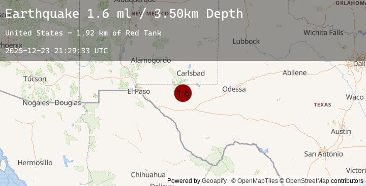 Map of 56 km SSW of Whites City, New Mexico