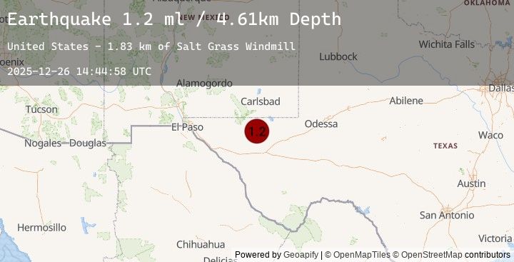 Map of 58 km S of Whites City, New Mexico