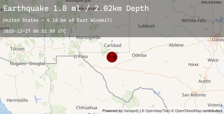 Map of 50 km S of Whites City, New Mexico