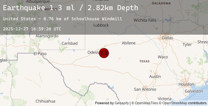 Map of 15 km WSW of Garden City, Texas