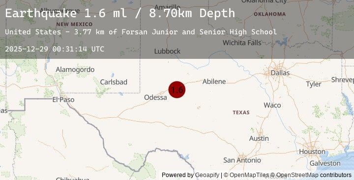 Map of 4 km WNW of Forsan, Texas