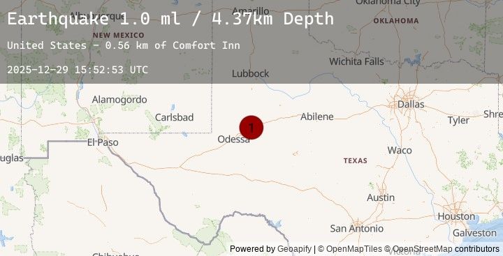 Map of 2 km WNW of Stanton, Texas