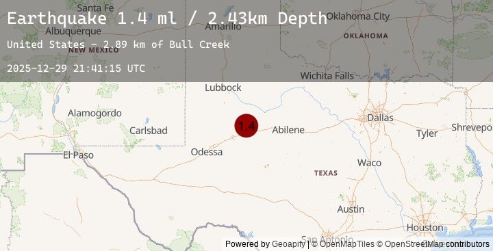 Map of 23 km NNW of Westbrook, Texas
