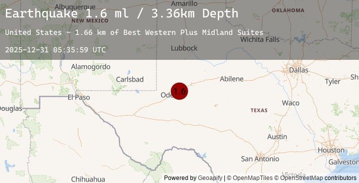 Map of 4 km SE of Midland, Texas