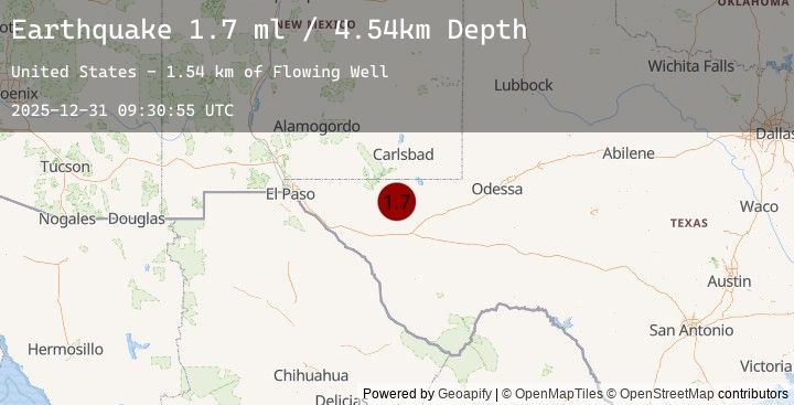Map of 62 km S of Whites City, New Mexico