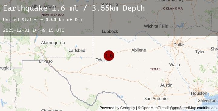 Map of 11 km WSW of Stanton, Texas