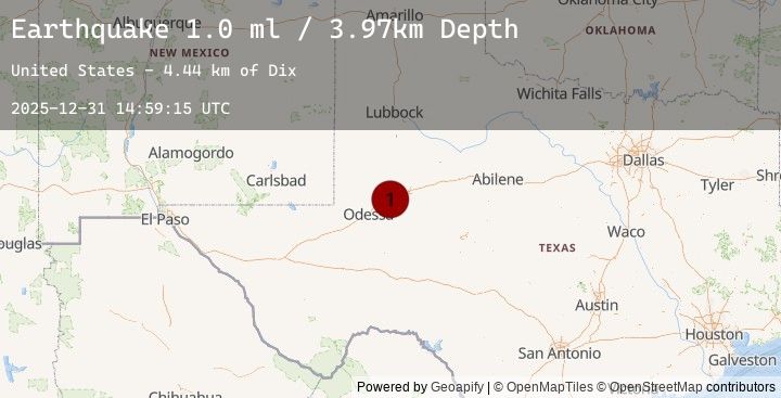 Map of 12 km WSW of Stanton, Texas