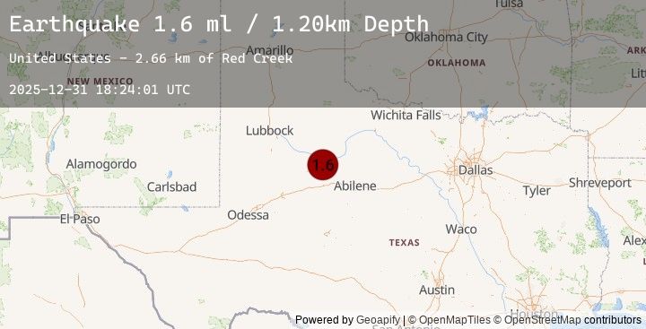 Map of 7 km WNW of Rotan, Texas