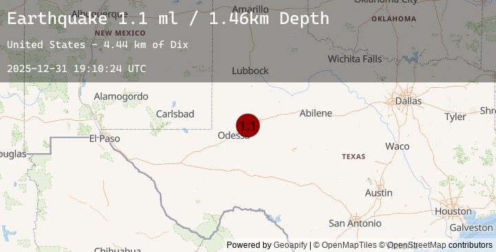 Map of 12 km WSW of Stanton, Texas