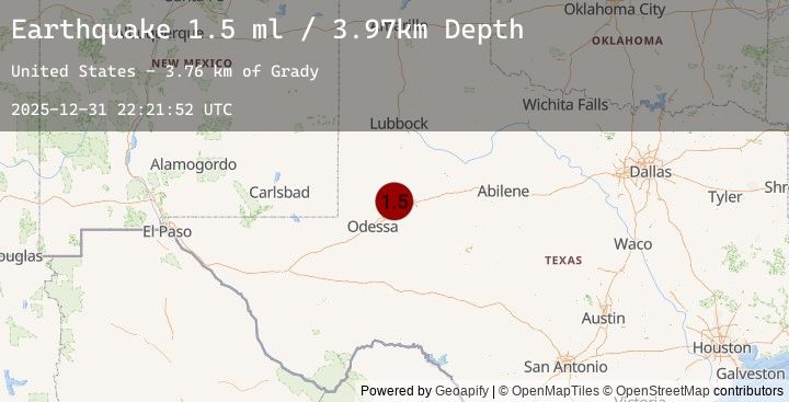 Map of 20 km NW of Stanton, Texas