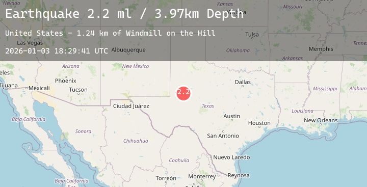 Map of 16 km NW of Stanton, Texas
