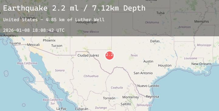Map of 18 km S of Barstow, Texas