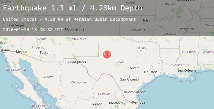 Map of 15 km NNW of Stanton, Texas