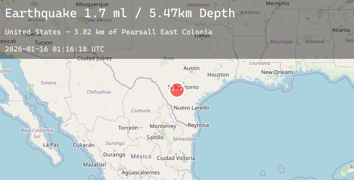 Map of 5 km SE of Pearsall, Texas