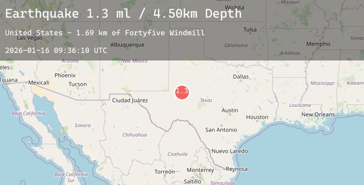 Map of 20 km SE of Midland, Texas