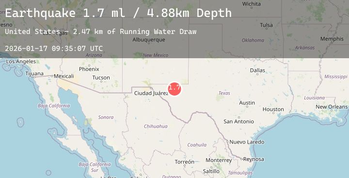 Map of 61 km S of Whites City, New Mexico