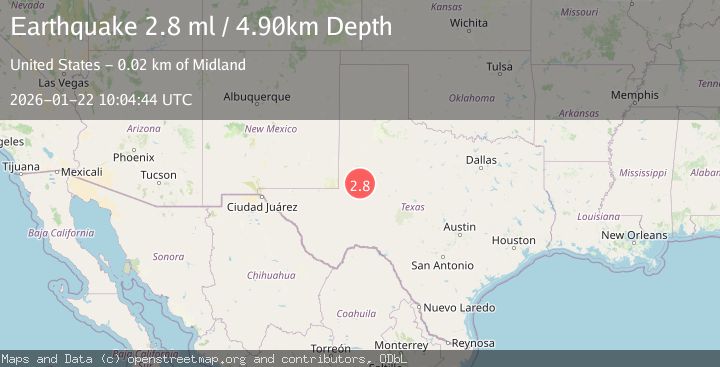 Map of 22 km N of Midland, Texas