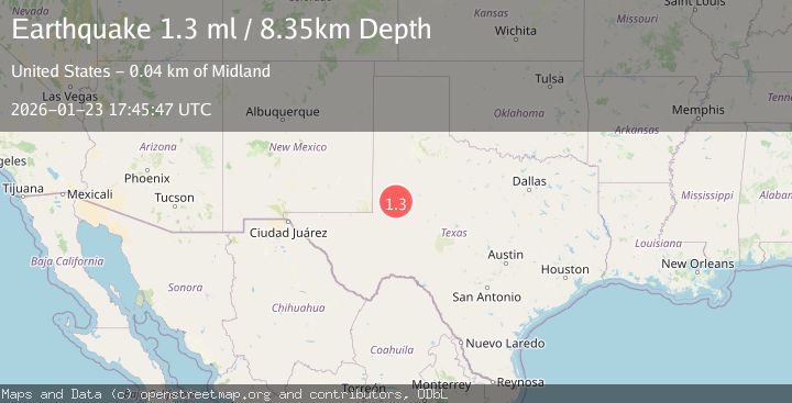 Map of 38 km NW of Stanton, Texas