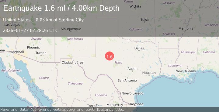 Map of 25 km SW of Snyder, Texas