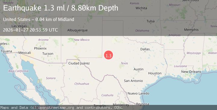 Map of 37 km NW of Stanton, Texas