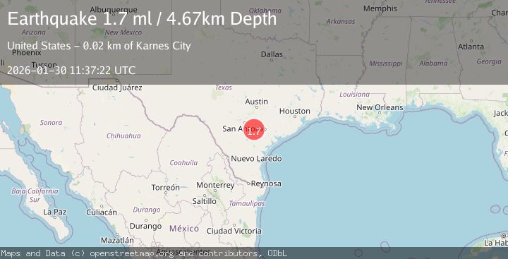 Map of 13 km ENE of Falls City, Texas