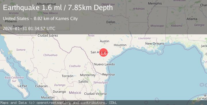 Map of 15 km ENE of Falls City, Texas
