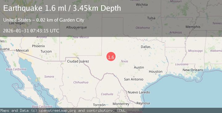 Map of 21 km W of Garden City, Texas