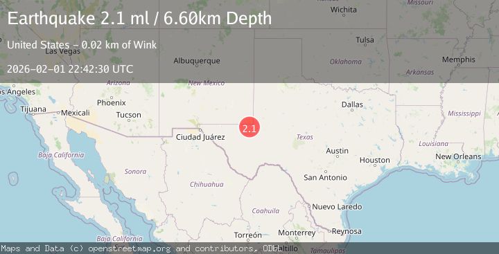 Map of 17 km NW of Wink, Texas