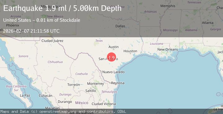 Map of 10 km NW of Stockdale, Texas