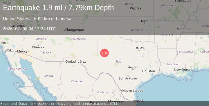 Map of 36 km NW of Stanton, Texas