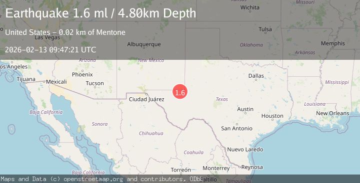 Map of 24 km NNE of Mentone, Texas