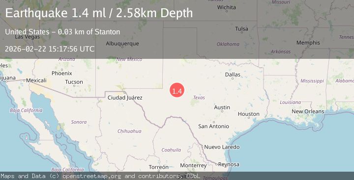 Map of 25 km W of Garden City, Texas