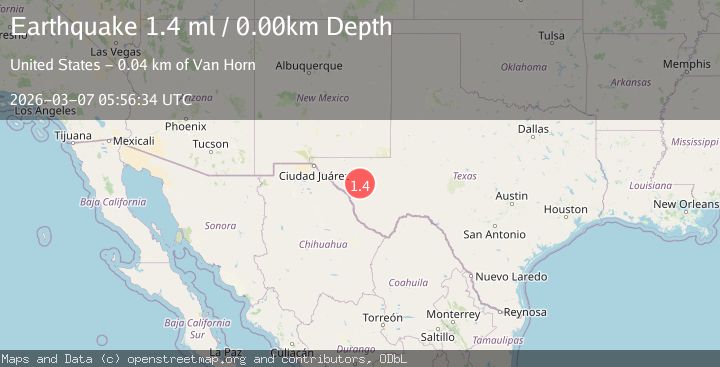 Map of 43 km E of Van Horn, Texas