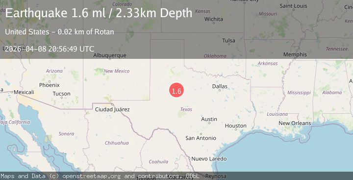 Map of 19 km WSW of Rotan, Texas