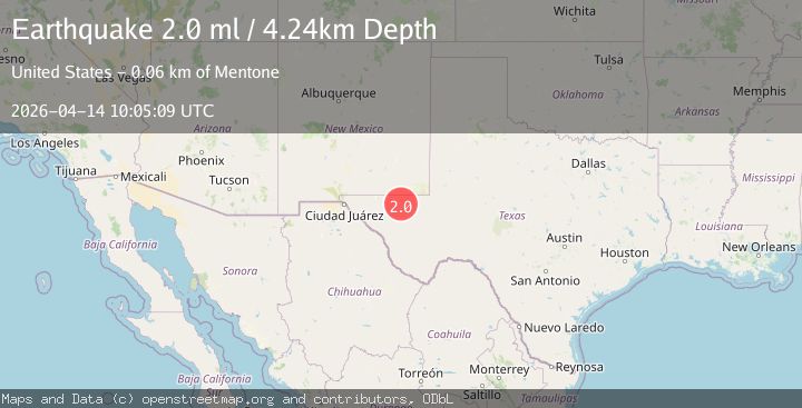 Map of 55 km W of Mentone, Texas