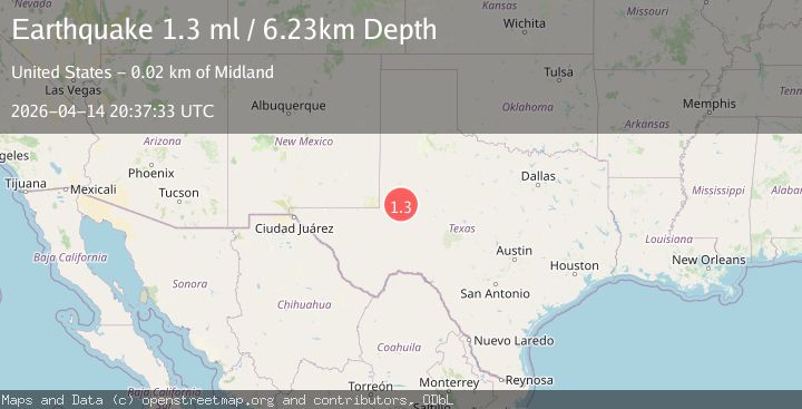 Map of 17 km NW of Midland, Texas
