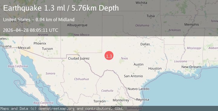 Map of 36 km S of Midland, Texas