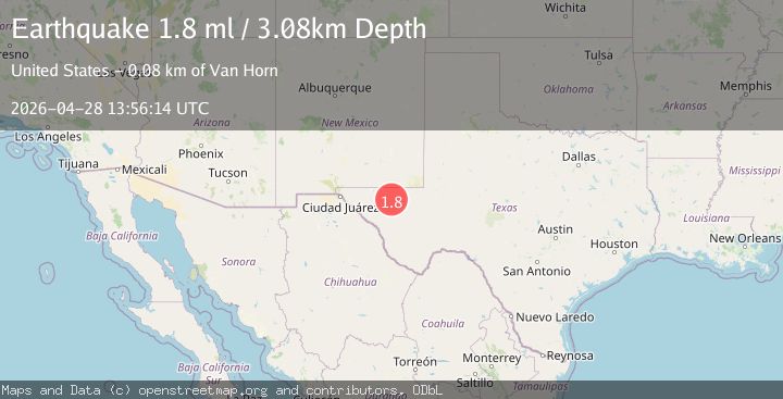 Map of 61 km WNW of Toyah, Texas
