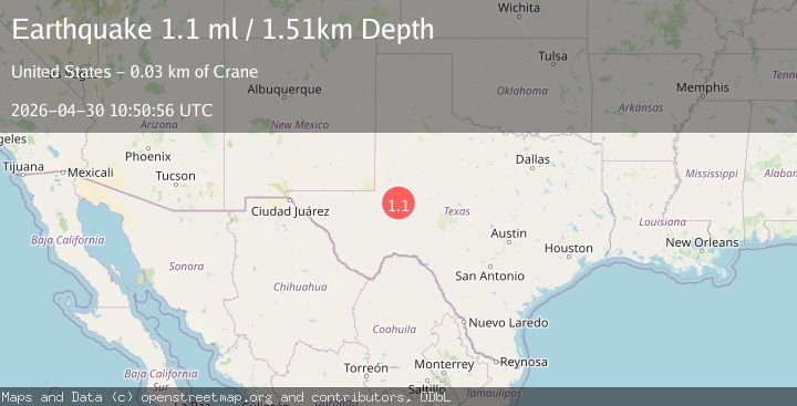 Map of 29 km NE of Crane, Texas
