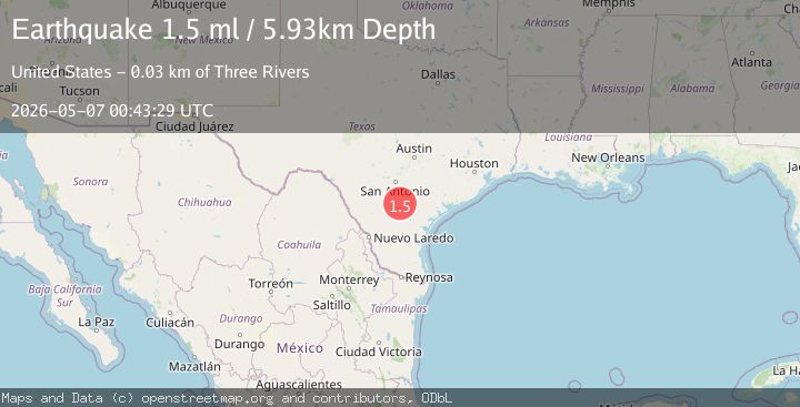 Map of 23 km SE of Christine, Texas