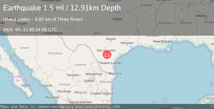Map of 19 km NW of Three Rivers, Texas