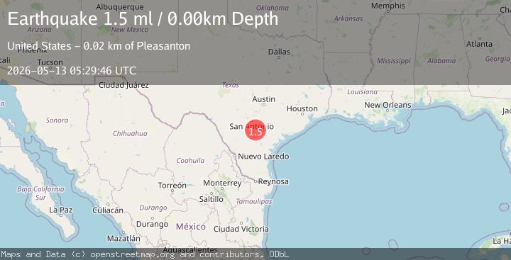 Map of 23 km ESE of Pleasanton, Texas