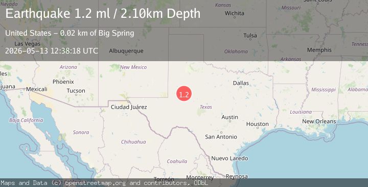 Map of 19 km WNW of Big Spring, Texas