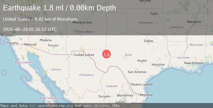 Map of 16 km WNW of Grandfalls, Texas