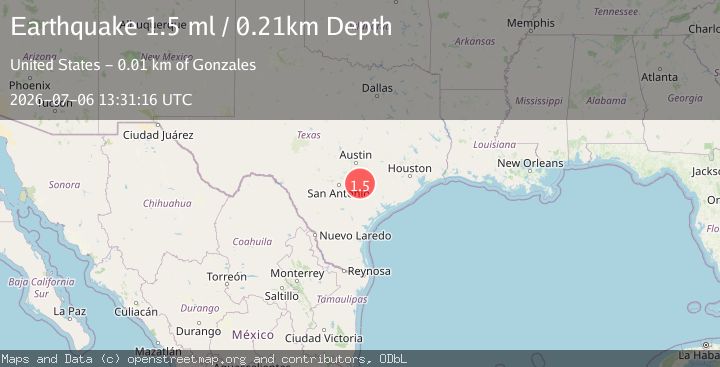 Map of 7 km W of Gonzales, Texas