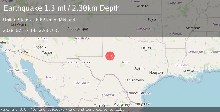 Map of 15 km NE of Midland, Texas