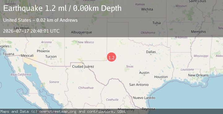 Map of 23 km NE of Andrews, Texas