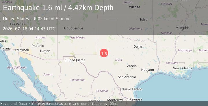 Map of 20 km NW of Stanton, Texas